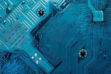 blue circuit board background of computer motherboard © elen31