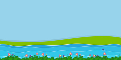 Obraz na płótnie Canvas Background scene with field and river