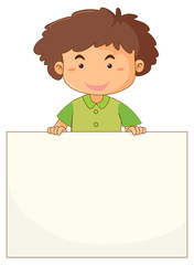 Little boy holding blank paper