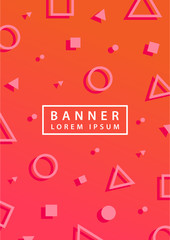 Memphis Banners with abstract shapes, 80s 90s geometric style flat and 3d design elements. Retro art for banners, flyers, placards and posters