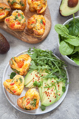 Delicious egg muffins with ham, cheese and vegetables