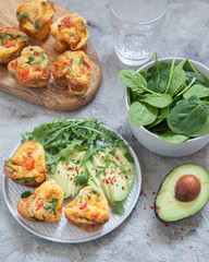 Delicious egg muffins with ham, cheese and vegetables