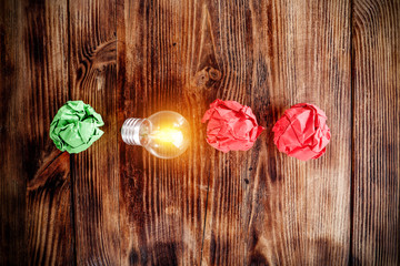 idea background of bulb and paper 