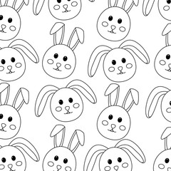 seamless pattern decoration face rabbit image vector illustration