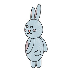 cute rabbit eye winking standing back vector illustration