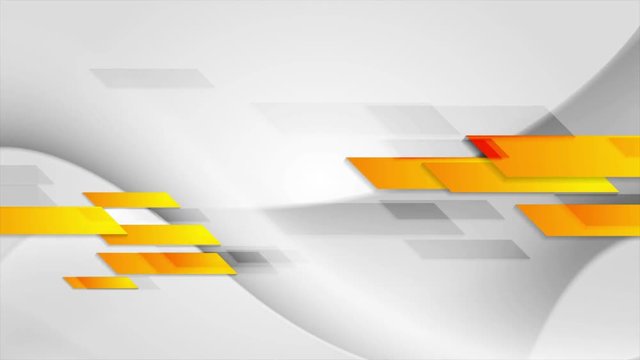 Bright orange tech shapes on grey wavy background. Seamless looping. Video animation Ultra HD 4K 3840x2160