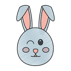 cute bunny face cartoon funny animal vector illustration