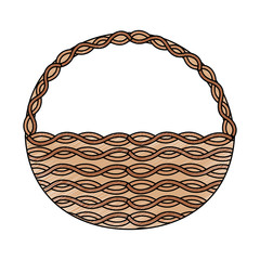 wicker basket handle round empty decoration vector illustration