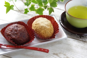 おはぎとお茶