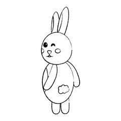cute rabbit eye winking standing back vector illustration