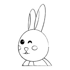 cute bunny face cartoon funny animal vector illustration