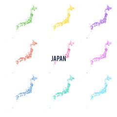 Vector dotted colourful map of Japan.