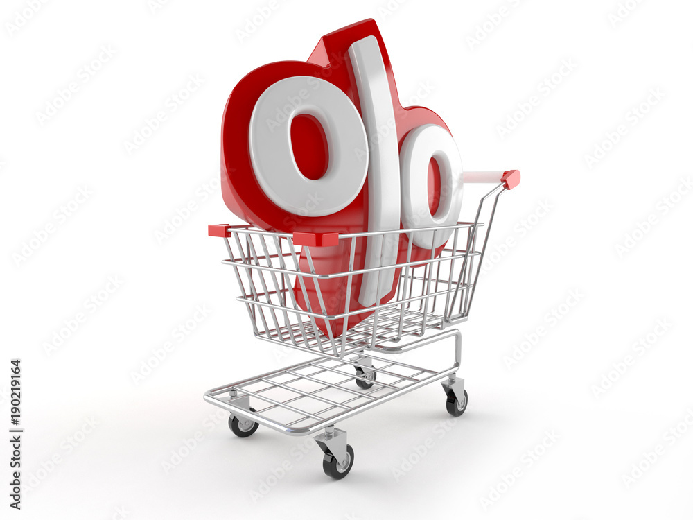 Poster shopping cart with percent symbol