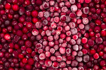 Frozen cranberries covered with rime.