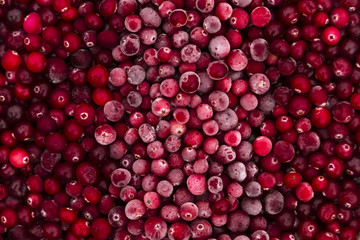 Frozen cranberries covered with rime.