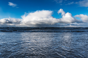 Windy day bay Baltic sea next to Liepaja, Latvia.