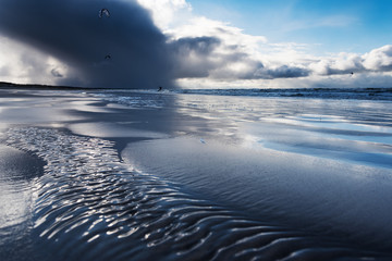 Windy day bay Baltic sea next to Liepaja, Latvia.