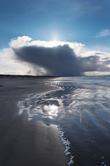 Windy day bay Baltic sea next to Liepaja, Latvia.