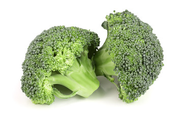 fresh broccoli isolated on white background close-up