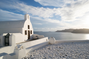 Orthodox Church of Oia Village on Santorini island Greece