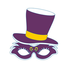 carnival mask with gentleman hat vector illustration design