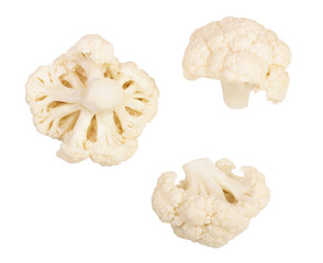 Piece of cauliflower isolated on white background macro. With clipping path