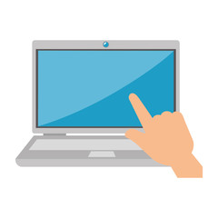 laptop computer with hand human vector illustration design