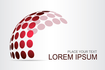 Logo stylized spherical surface with abstract shapes