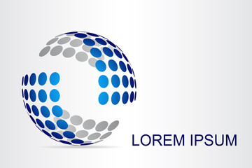 Logo stylized spherical surface with abstract shapes