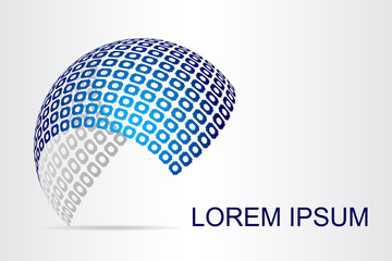 Logo stylized spherical surface with abstract shapes