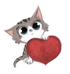 gato con un corazon