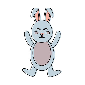 cute standing little bunny happy celebration vector illustration