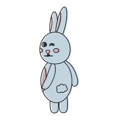 cute rabbit eye winking standing back vector illustration
