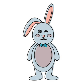 cute standing little bunny adorable cartoon vector illustration