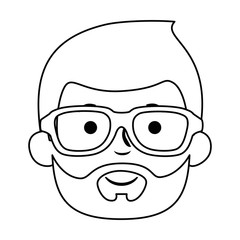 young man head avatar character vector illustration design