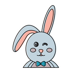 cute bunny portrait cartoon funny animal vector illustration