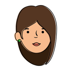 beautiful and young woman head character vector illustration design
