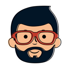 young man head avatar character vector illustration design