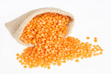 Organic raw red lentils - Lens culinaris