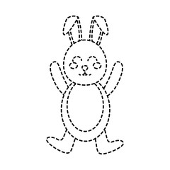 cute standing little bunny happy celebration vector illustration sticker design