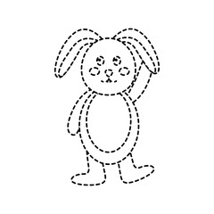cute standing little bunny waving hand vector illustration sticker design