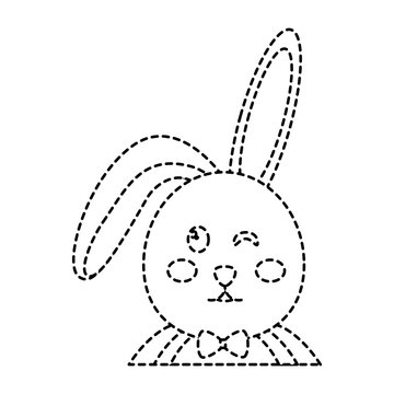 cute bunny portrait cartoon funny animal vector illustration sticker design