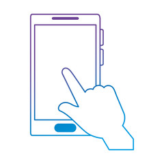 hand human with smartphone device vector illustration design