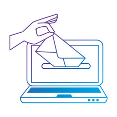 laptop with envelope mail vector illustration design