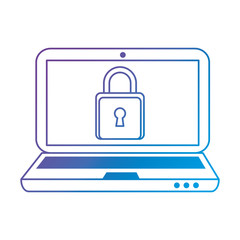 laptop computer with padlock vector illustration design