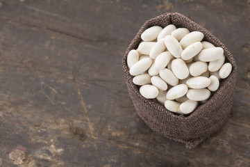 White bean in the cloth bag - Phaseolus vulgaris
