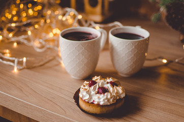 A cup of coffee and desserts