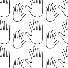 seamless pattern opened hands support symbol vector illustration outline design