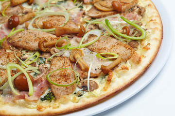 pizza with meat and mushrooms
