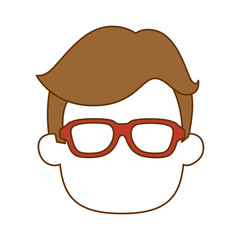 young man head avatar character vector illustration design